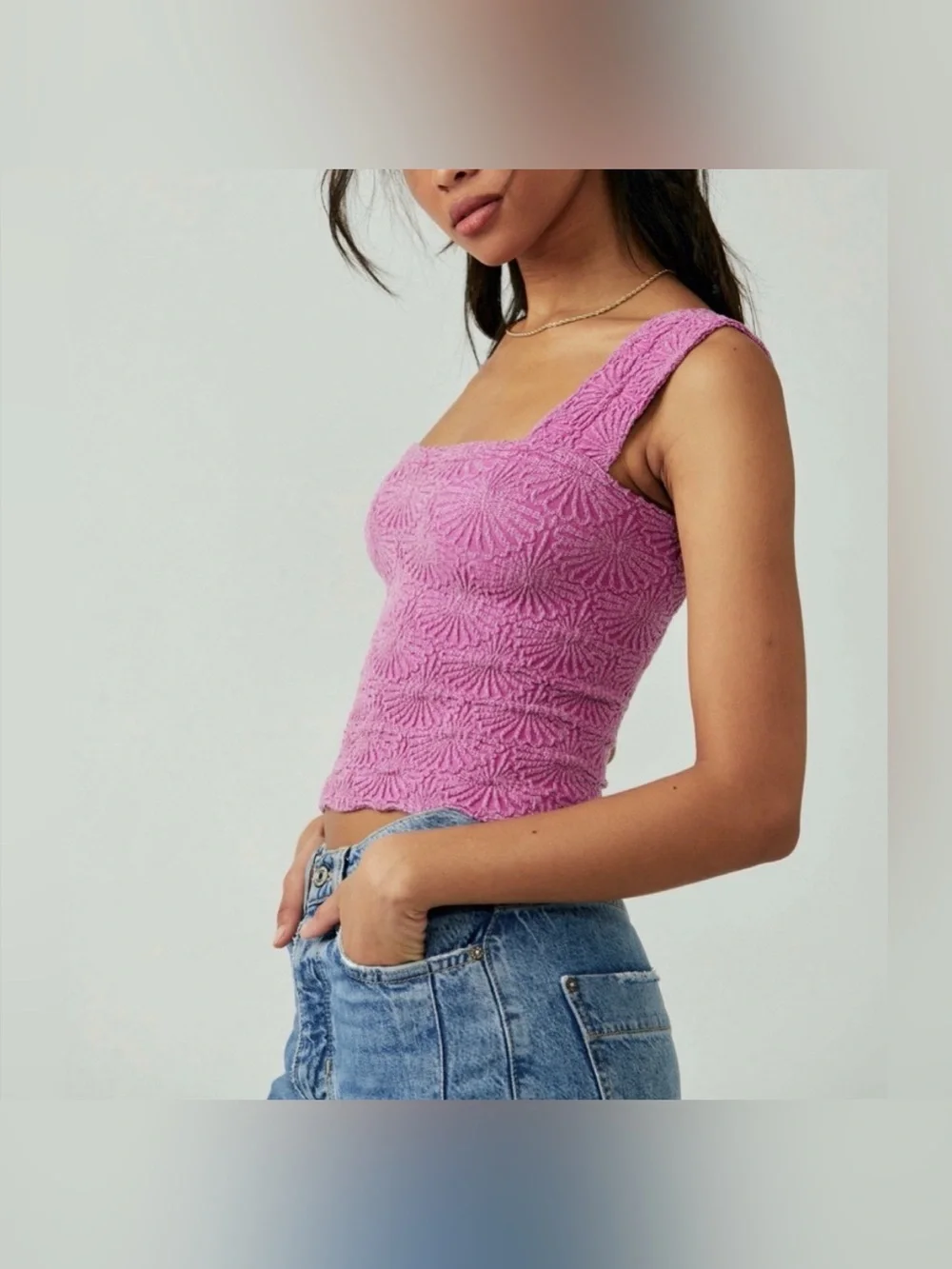 NWT Free People FP Intimately Love Letter Cami - violet purple pink - L/XL